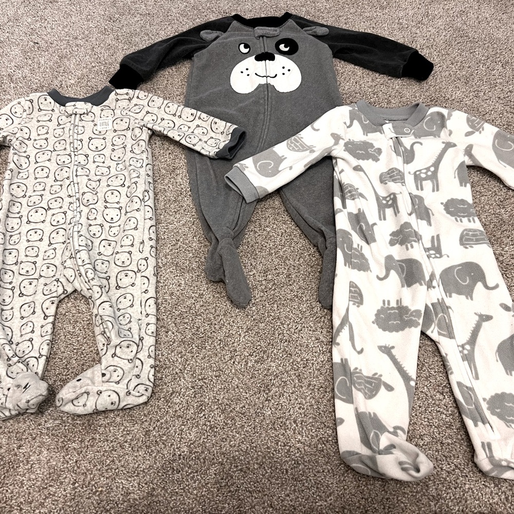 Carters 3-6M/6M Fleece Infant Sleepers